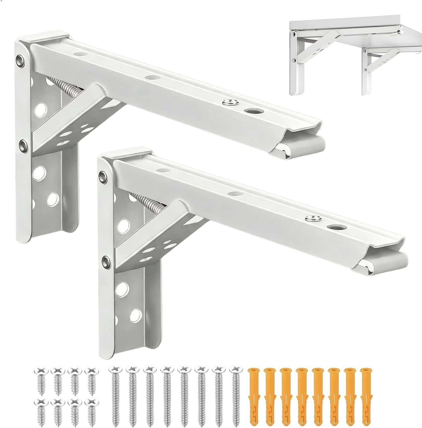 Vouwbare zware metalen wandplanken, 300 mm, set van 2 voor garage, keuken en kantoor, ruimtebesparend en multifunctioneel