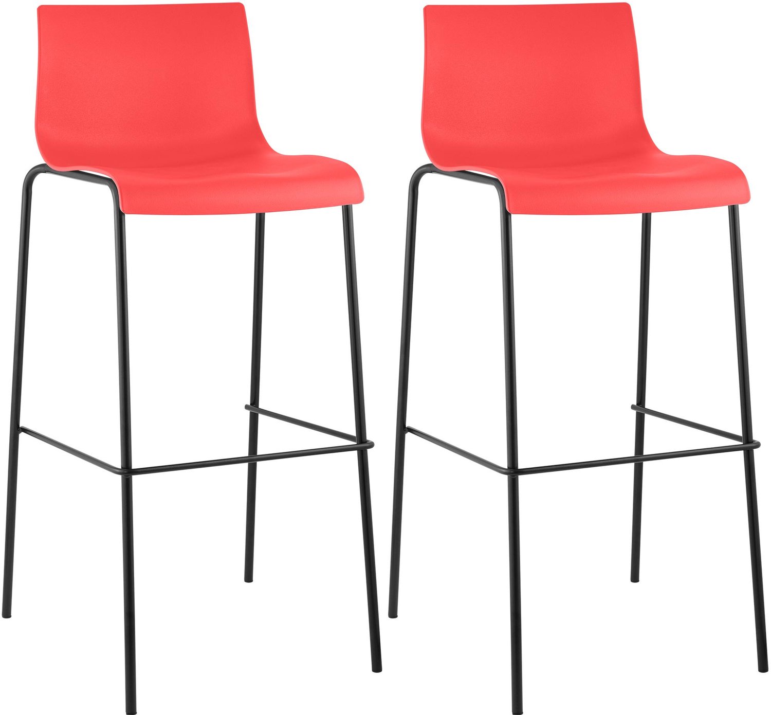 Luxe Comfort Barkruk - Set van 2 - Kunststof - Rood rood zwart