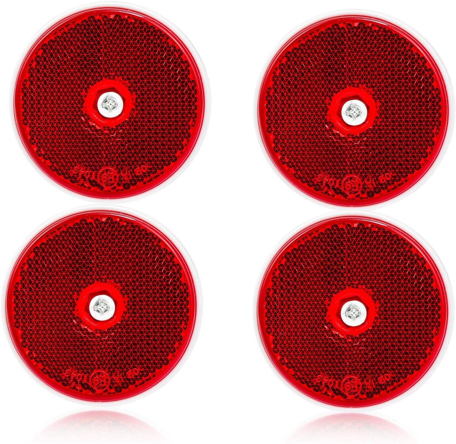 Set van 4 Ronde Rode Achterreflectoren Ø60mm voor aanhangwagens en caravans, E9 goedgekeurd, eenvoudig te monteren met schroeven