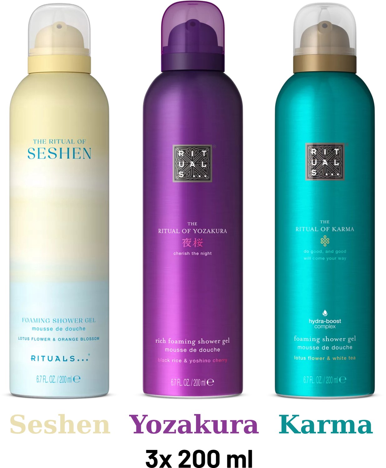 Rituals - Shower Gel Value Pack - Seshen 200 ml + Yozakura 200 ml + Karma 200 ml - Douchegel - Shower Foam