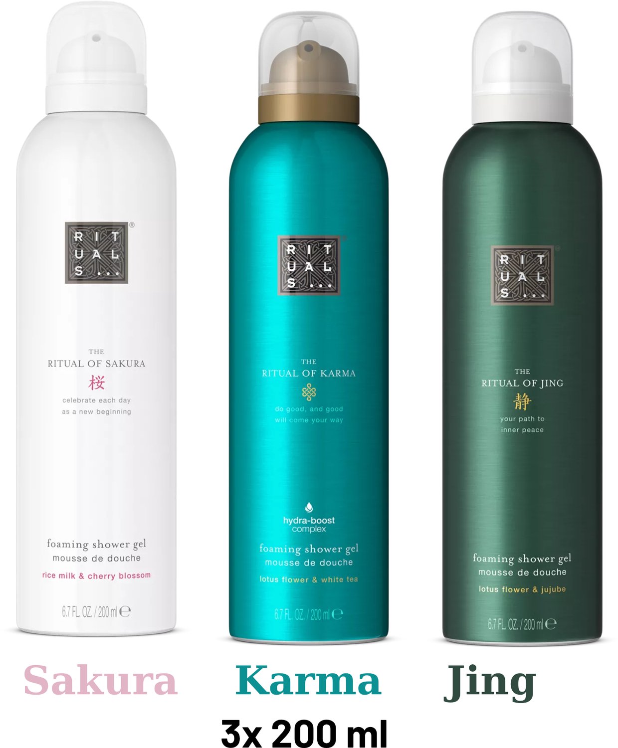 Rituals - Shower Gel Value Pack - Sakura 200 ml + Jing 200 ml + Karma 200 ml - Douchegel - Shower Foam