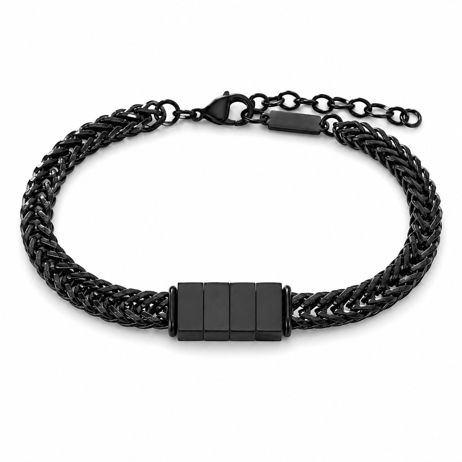 Heren Armband met Namen of Initialen Zwart