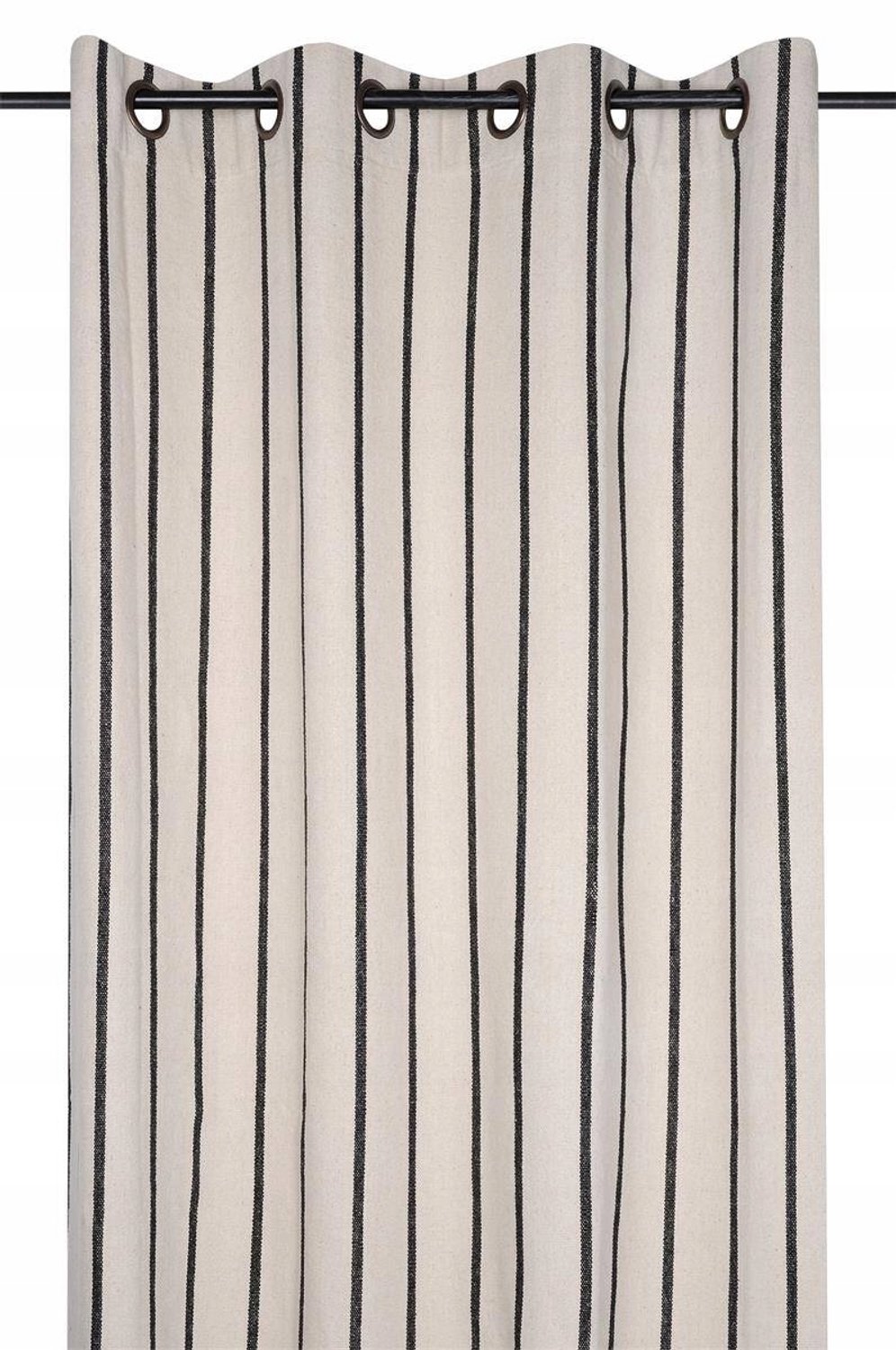 Beige katoenen gordijn met strepen, 135x260 cm, met ringen