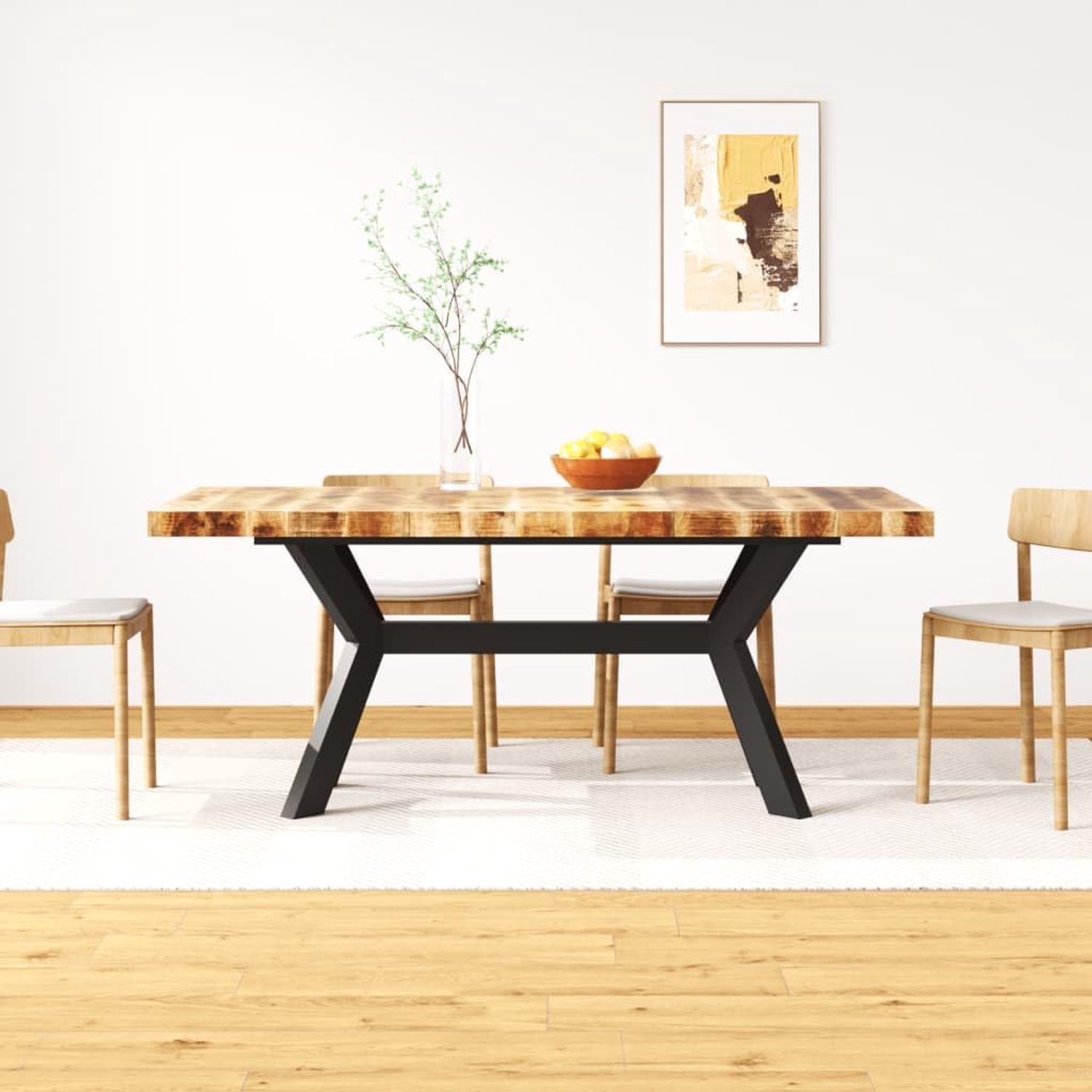 Mangohout Industrieel retro stalen kruis 180x90x76 cm lichtbruin