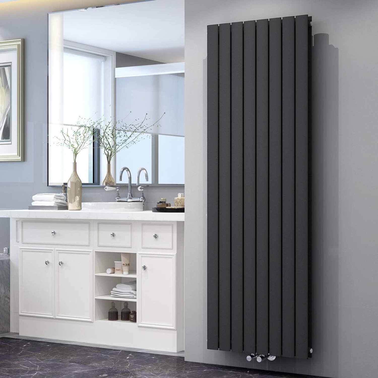 Design platte radiator wit antraciet badkamerradiator paneelverwarming eenlaags/dubbellaags verticale radiator 1800x616mm Doppellagig antraciet