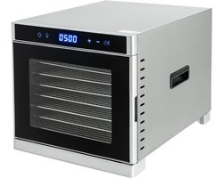 Voedseldroger met 6/8 etages, 35-75 °C, roestvrij staal, 1-24 uur, droogautomaat, vriesdroger, apparaat, ideaal voor gezinnen, tuiniers, sporters en outdoorfans (8 etages)