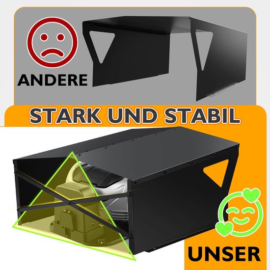 Garage voor robotmaaier, gegalvaniseerde beschermoverkapping, carport, overkapping voor grasmaaier, grasmaaier, met handschoenen en uv-bescherming, ideaal tegen regen en hagel, 78 x 60 x 34 cm — afbeelding 2