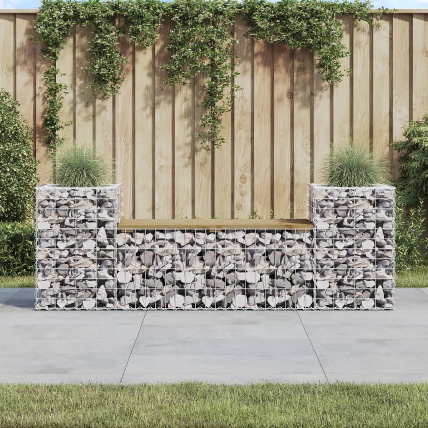 Tuinbank van schanskorven, 183 x 41 x 60,5 cm, geïmpregneerd grenenhout, voor buiten, zitbank, tuinbank voor terras, terrasbank, voor gazons, achtertuinen en tuinen