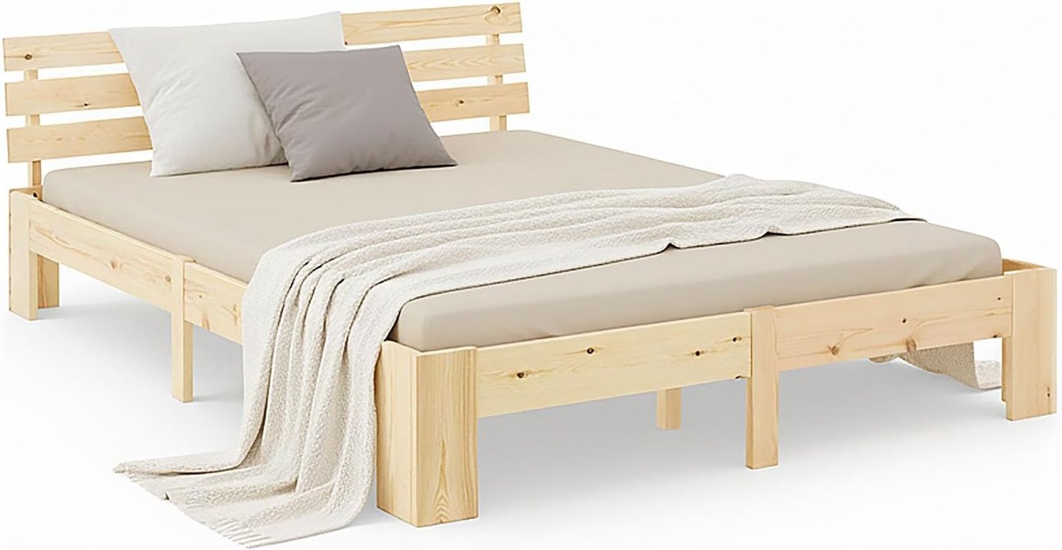 180x200 met lattenbodem houten bed massief grenen tweepersoonsbed slaapkamer