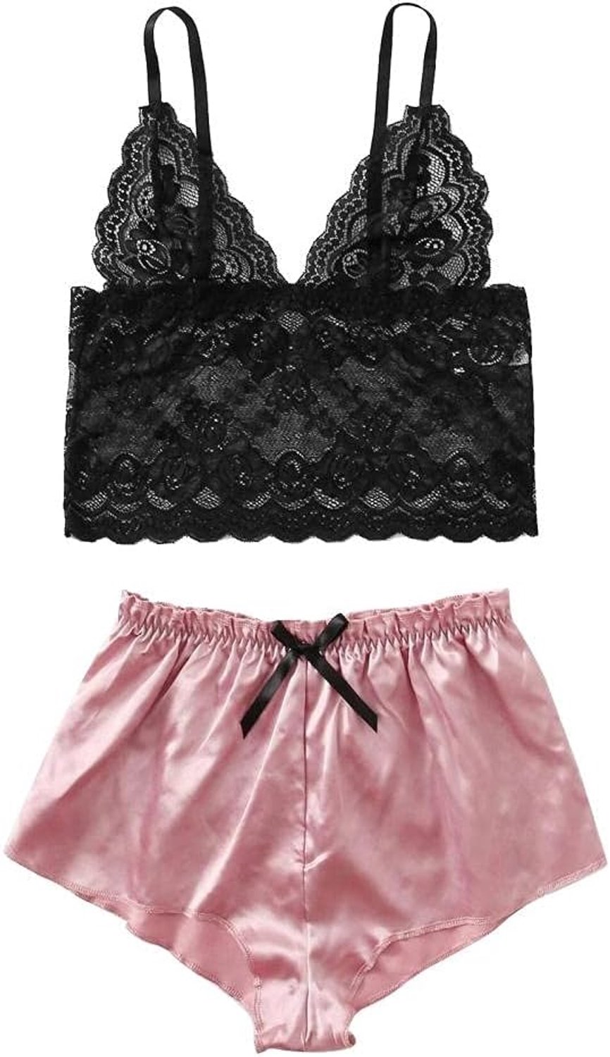 Lingerie & ondergoed Dames Satijnen pyjama Zijde bedrukt hemdje Shorts Lingerie Ondergoed