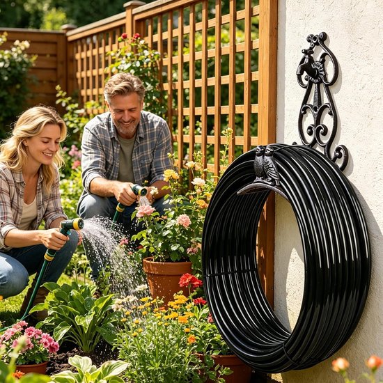 Tuin Slang Hanger Heavy-Duty Iron Vintage Muur Haak met Artistiek — afbeelding 5