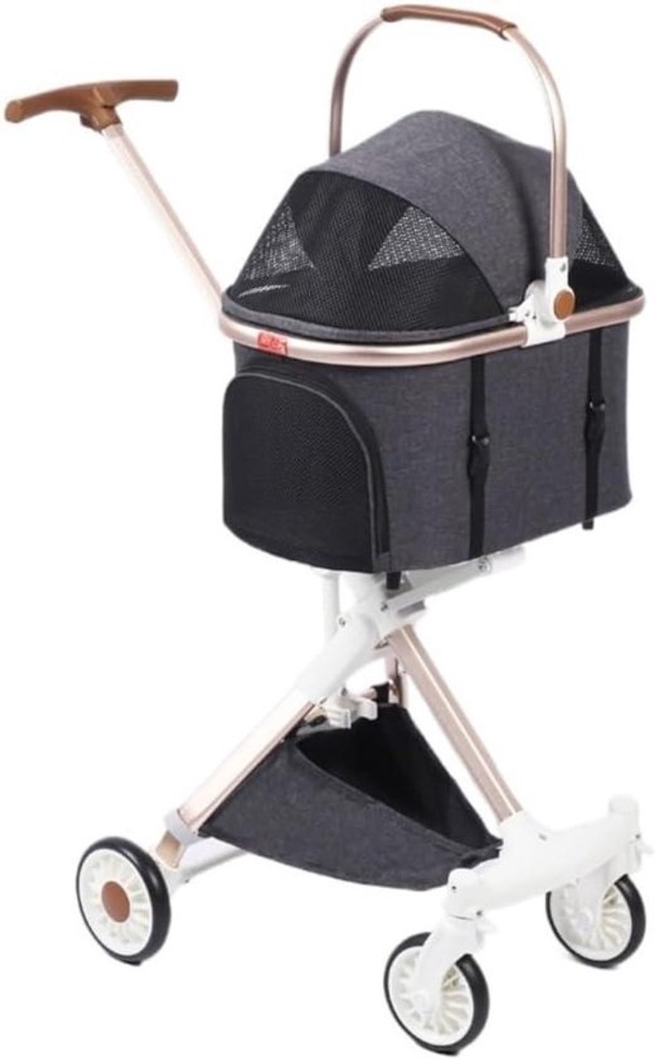 Huisdierkinderwagen - Dierenbuggy - Voor reizen en uitstapjes - Opvouwbaar met één knop - Tot 15 kg - C