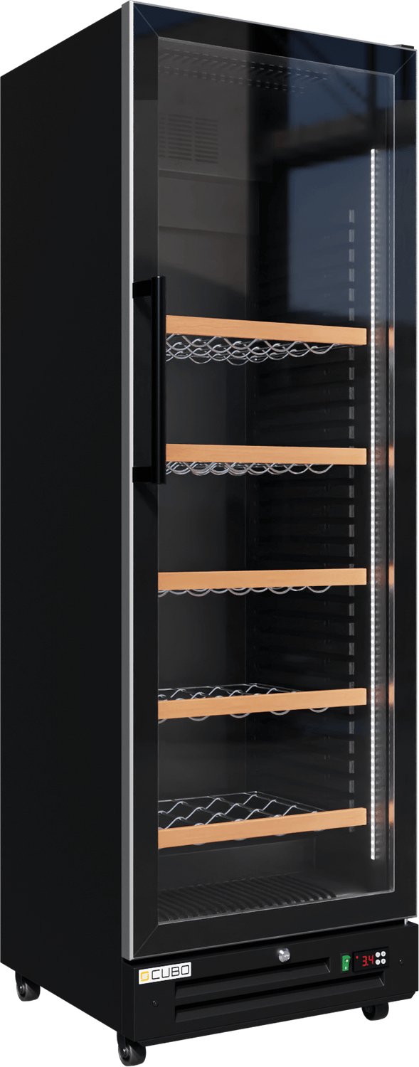 CUBO Wijnkoelkast 360L – Glasdeur – 5 Houten Legplanken – Zwart Interieur – CS-WF375 - Wijnkast – foto 6