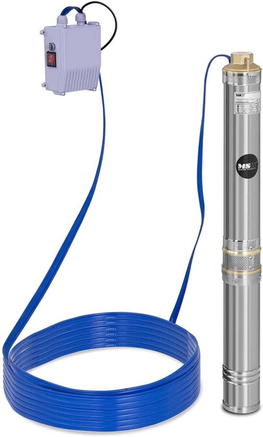Dompelpomp - Bronpomp - schachtpomp - Voor het verpompen van water - Roestvrijstalen behuizing - Hefhoogte van 725 meter - Zilver