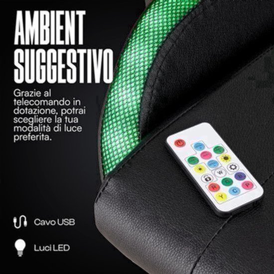 Gamingstoel – Bureaustoel – Gamestoel – Zitzak – Werkstoel – Verstelbare Rugleuning 180° – Kleurrijke LED-Verlichting USB — afbeelding 3