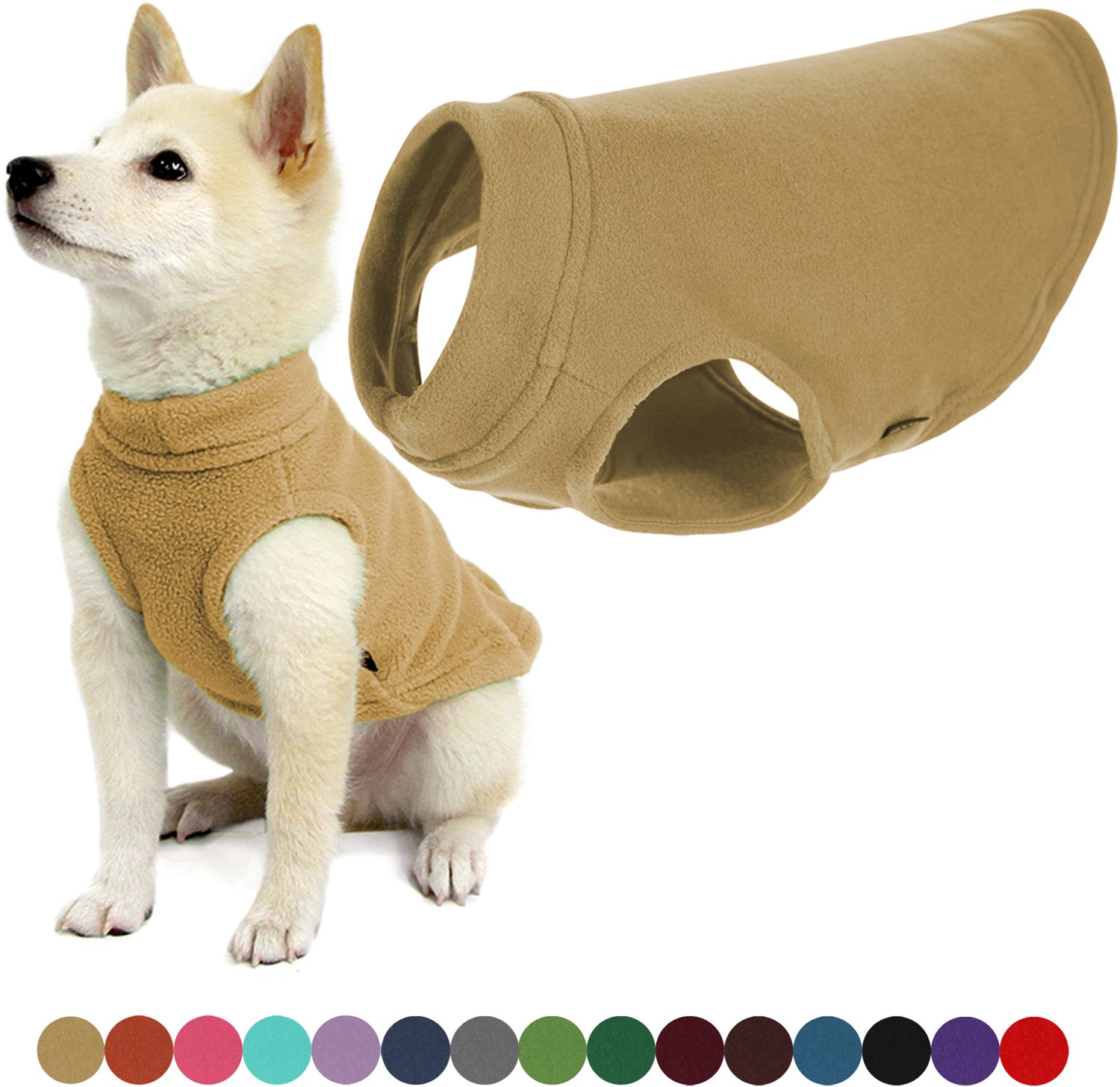 Gooby Stretch Fleece Vest Hondenjas - Warme hondentrui voor kleine honden - Zand - X-Small