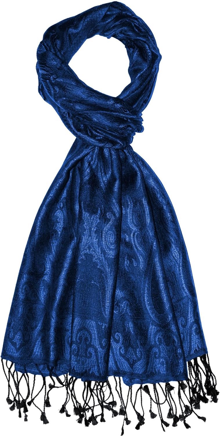 Luxe Zijden Sjaal Heren - Paisley Patroon - Blauw Zwart