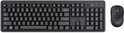 Zwart Trust Azerty-toetsenbord en draadloze muis, bovenaanzicht op witte achtergrond.