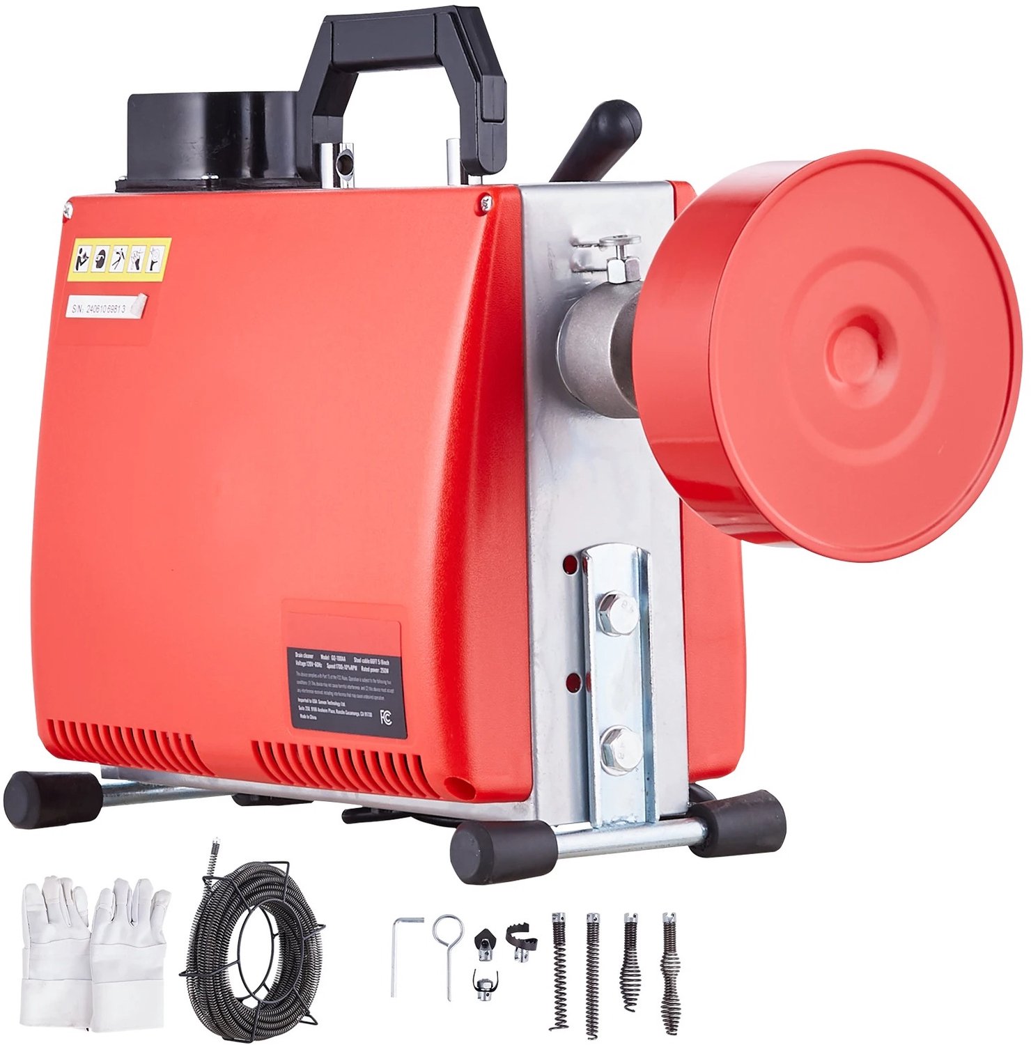 Chelsey-store - Electrische Afvoerontstopper - Afvoerreiniger Machine 250 W - 7 Snijders 2 Stalen Kabels - Handmatige Feed - Voor Verstopte Afvoeren