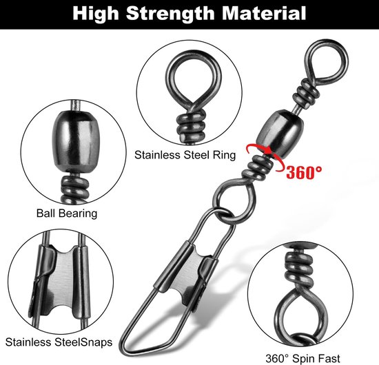 Wartels 100/200 Stuks - Veiligheid Clips - Roestvrij Staal - Vissen - Maten 6#/7#/8#/10#/12#/14# - Zilver - Visclips — afbeelding 2