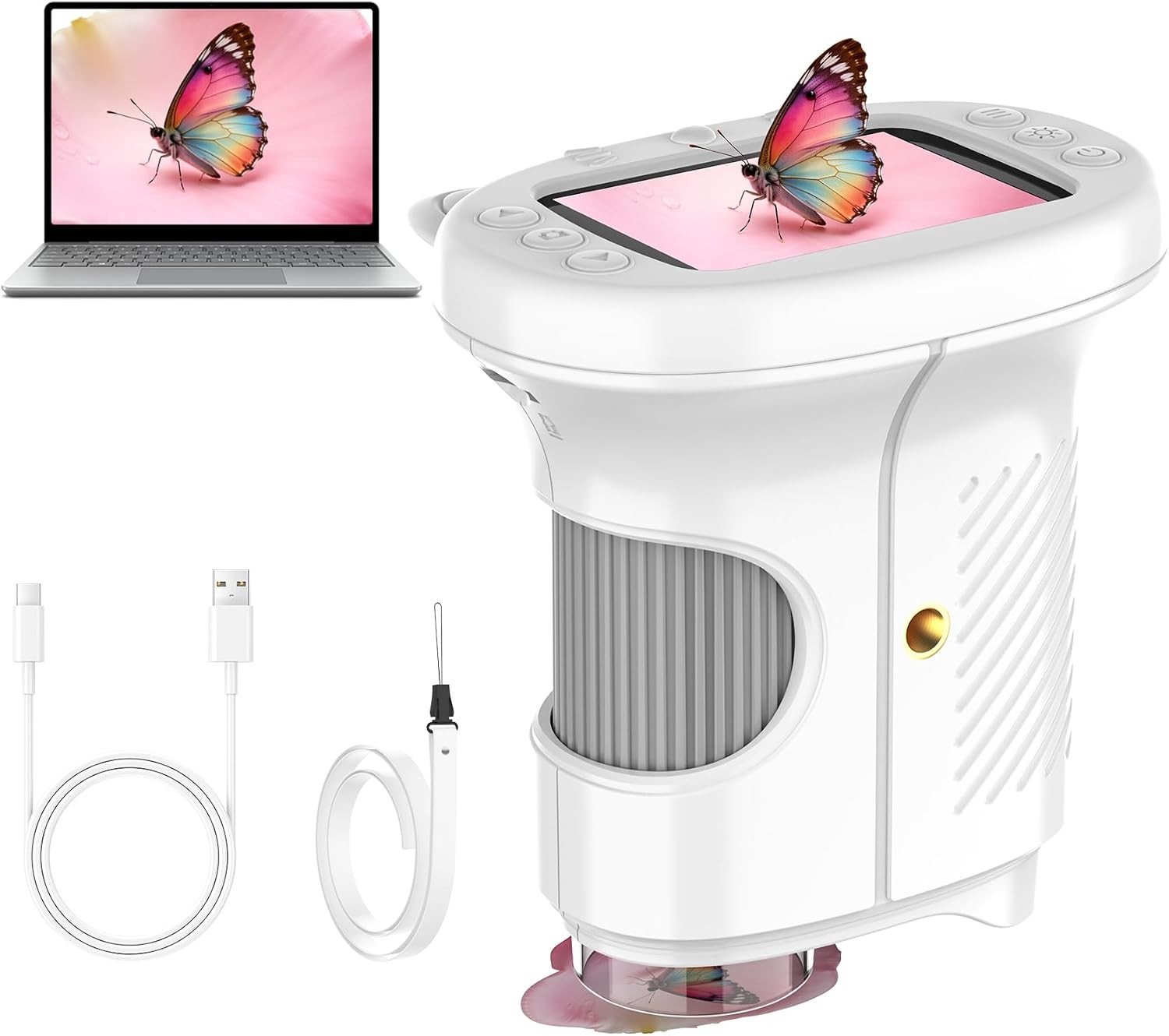 Handmicroscoop voor Kinderen met 1000x Zoom en 2.4 Inch IPS Scherm, Draagbare Mini Microscoop met 8 LEDs voor Onderwijs en Ontdekking, Perfect Cadeau voor Verjaardag en Kerst voor Kinderen vanaf 3 Jaar
