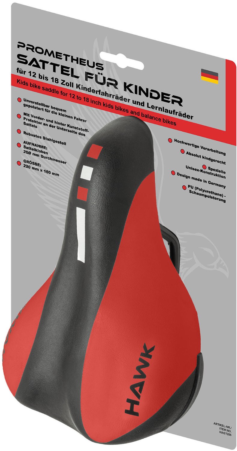 Kinderfietszadel - 12-14-16-18 inch - Met klem 22,2 mm - Rood