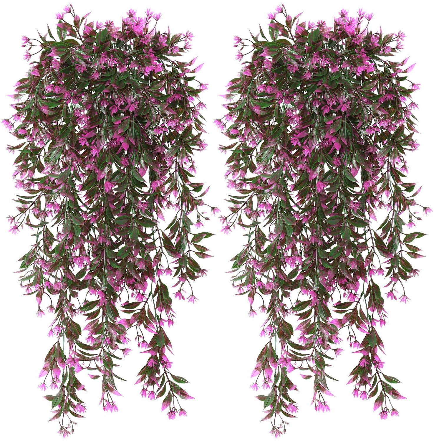 Set van 4 Nep Hangplanten met Rode Bloemen