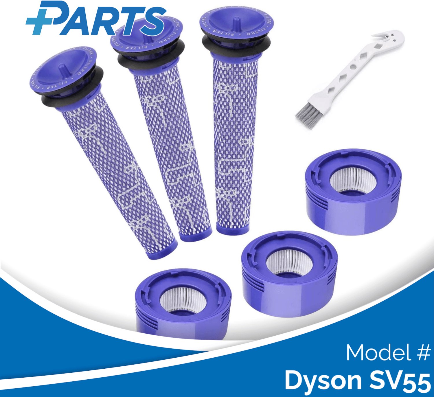 Plus.Parts Dyson SV55 Filters (7 Stuks, Plus.Parts® alternatief voor 965661-01 / 967478-01) Overig