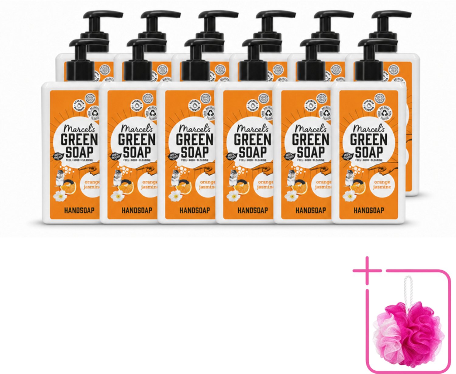 12 x Marcel's Green Soap - Handzeep - Sinaasappel & Jasmijn - Voor dagelijks gebruik - 500 ml - Bulkverpakking - Handzeep - Douchemop - Natuurlijke handzeep