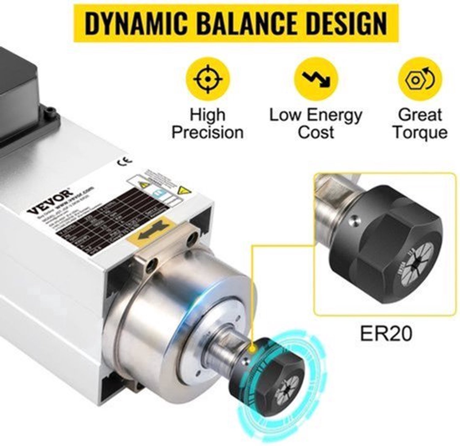 Motor - Spindelmotor - Elektromotor - Luchtgekoelde Spindelmotor - 4KW ER25 Vierkant - voor CNC-Frees Graveer-Freesmachine Gebruik