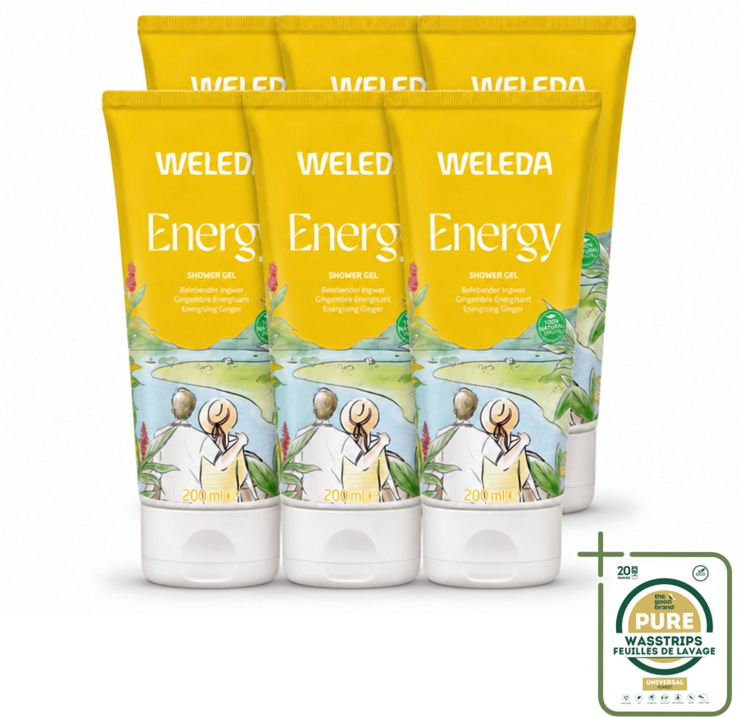 6 x WELEDA - Douchegel Aroma Shower Energy - 200 ml - Wasstrips - Douchegel Energie - Energieboost - Natuurlijke Douchegel - Aromatherapie - Energie Voor De Dag