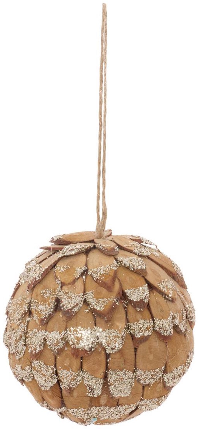 Feeric lights & Christmas Hangversiering van dennenhout, bol- of hartvorm, 9 cm Boule