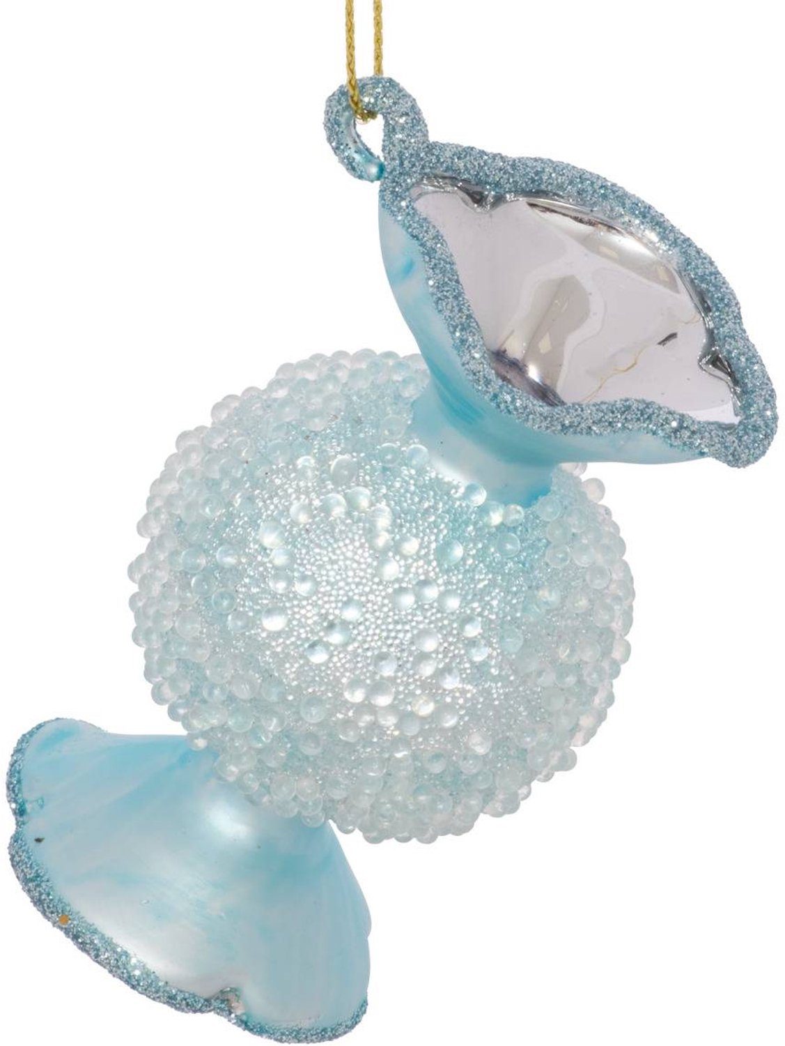 Feeric lights & Christmas Hangende versiering in de vorm van een snoepjesboom, van roze en blauw glas, 8 cm Bleu