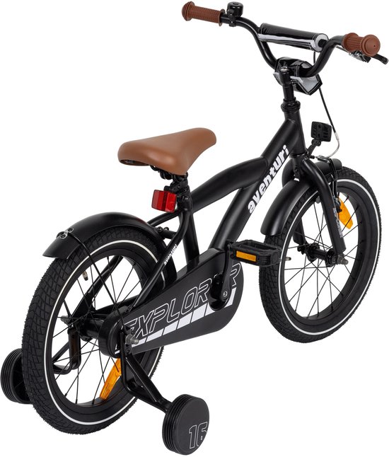 Aventuri Explorer 3.0 Jongensfiets 16 Inch - Kinderfiets voor 4 tot 6 Jaar - 100-115 cm - Met Zijwieltjes - Matzwart — afbeelding 2