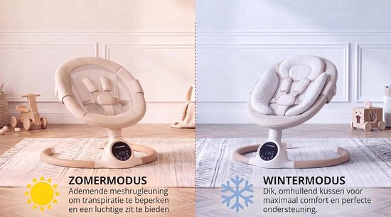 BEBE2LUXE ALPHA Elektrische Babyschommel en Wipstoel, Bluetooth-compatibel, draagbare rustgevende babystoel met schommelbewegingen en ingebouwde geluiden (bruin) — afbeelding 3