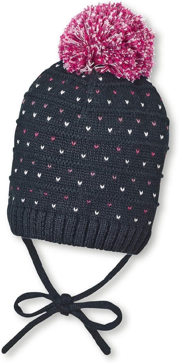Sterntaler Babymuts Meisjes Gebreid Hartjes Navy Blauw Maat 49