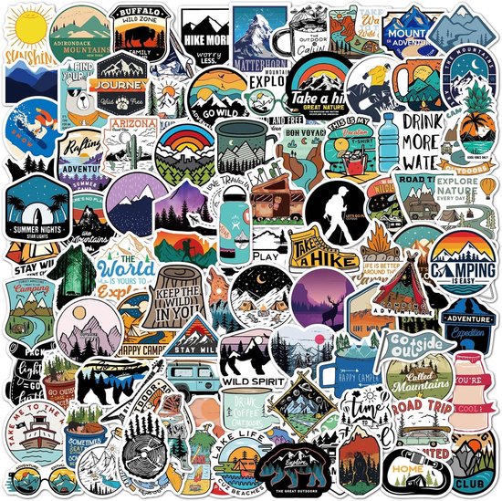 Kamperen Stickers 100 stuks, Retro Vintage Outdoor Avontuur Stickers voor Telefoons Laptops Waterflessen Koffers