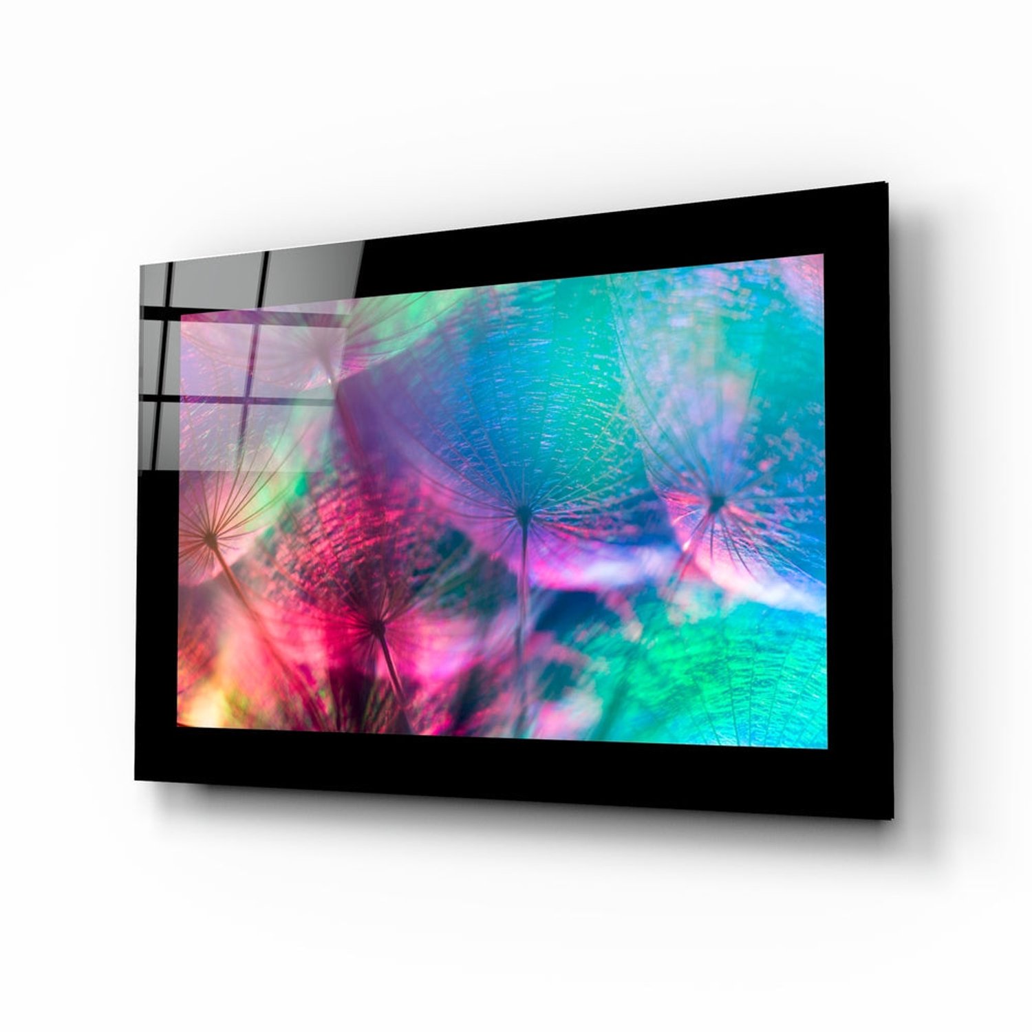 Insigne Art Glasschilderij – Kleurrijke Paardenbloemen – Kunstzinnige Wanddecoratie Meerkleurig