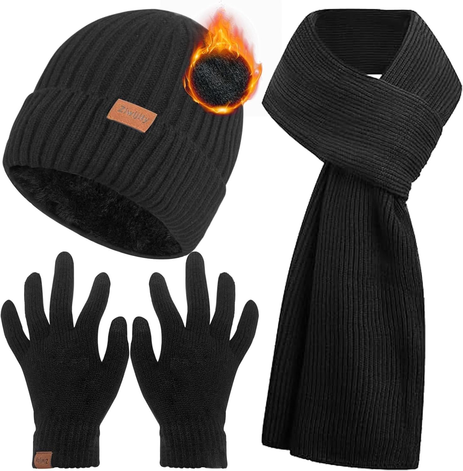 Winterset voor Mannen en Vrouwen: 3-in-1 Beanie, Sjaal en Touchscreen Handschoenen van Zachte Wol, Ideaal voor Koude Dagen