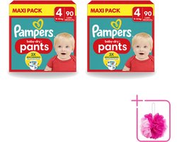 2 x Pampers – Luierbroekjes – Baby Dry Pants Maat 4 – 90 Luiers - Bulkverpakking - Baby luier - Douchemop - Luierbroek