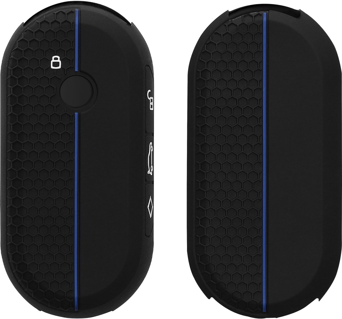 kwmobile autosleutel hoesje geschikt voor BMW Mini Cooper U25 J01 J05 F65 F66 2024-2026 hoes - Siliconen autosleutel behuizing - Auto sleutel case met honingraat - Sleuteletui in zwart / blauw