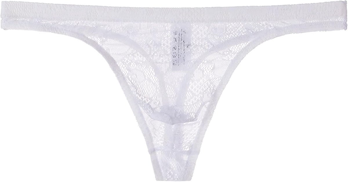 Heren kanten transparante tanga dun sexy ondergoed verleidelijke T-broek mesh ademend