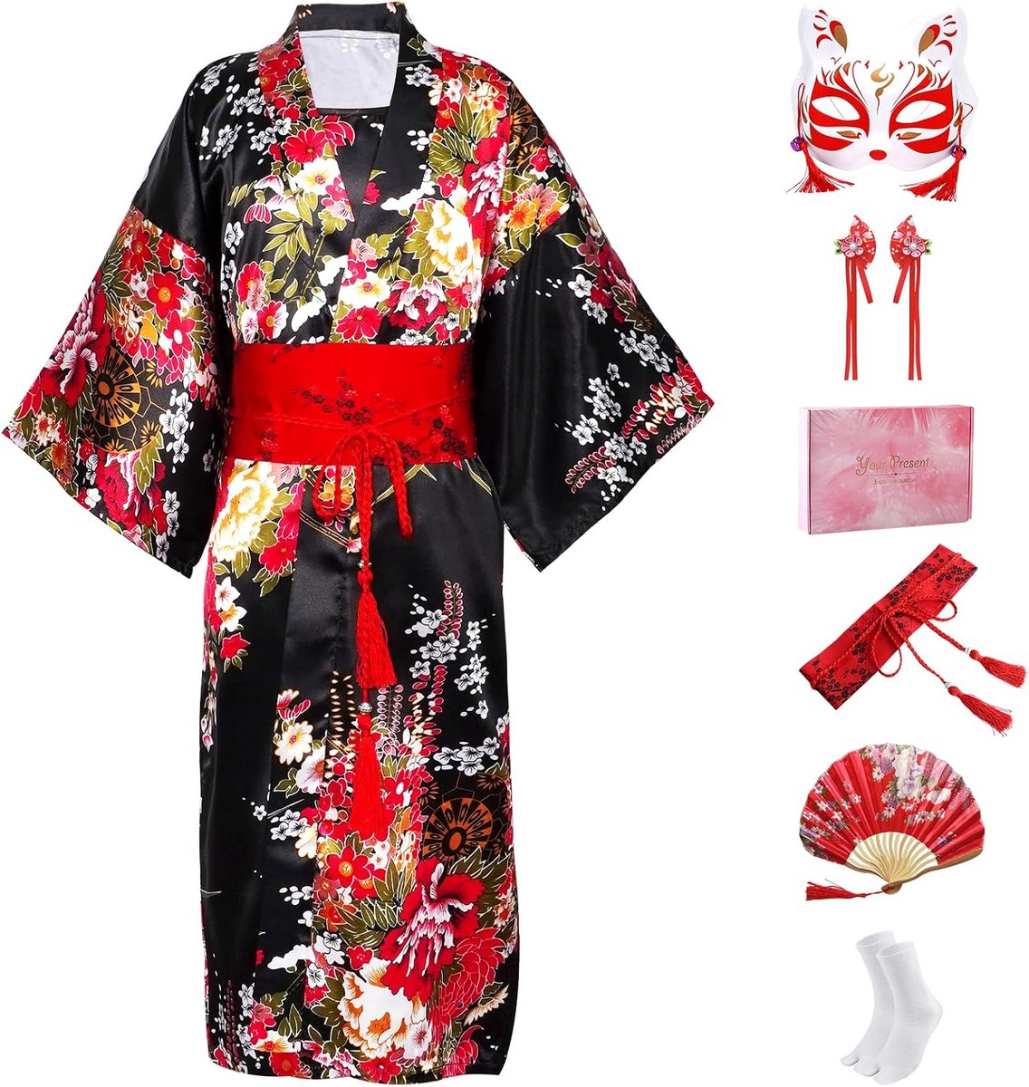Kimono, Japanse Traditionele Meisjes Yukata Robe, Carnival Kostuum Set met Accessoires, Kinder Culturele Festivals Jurk