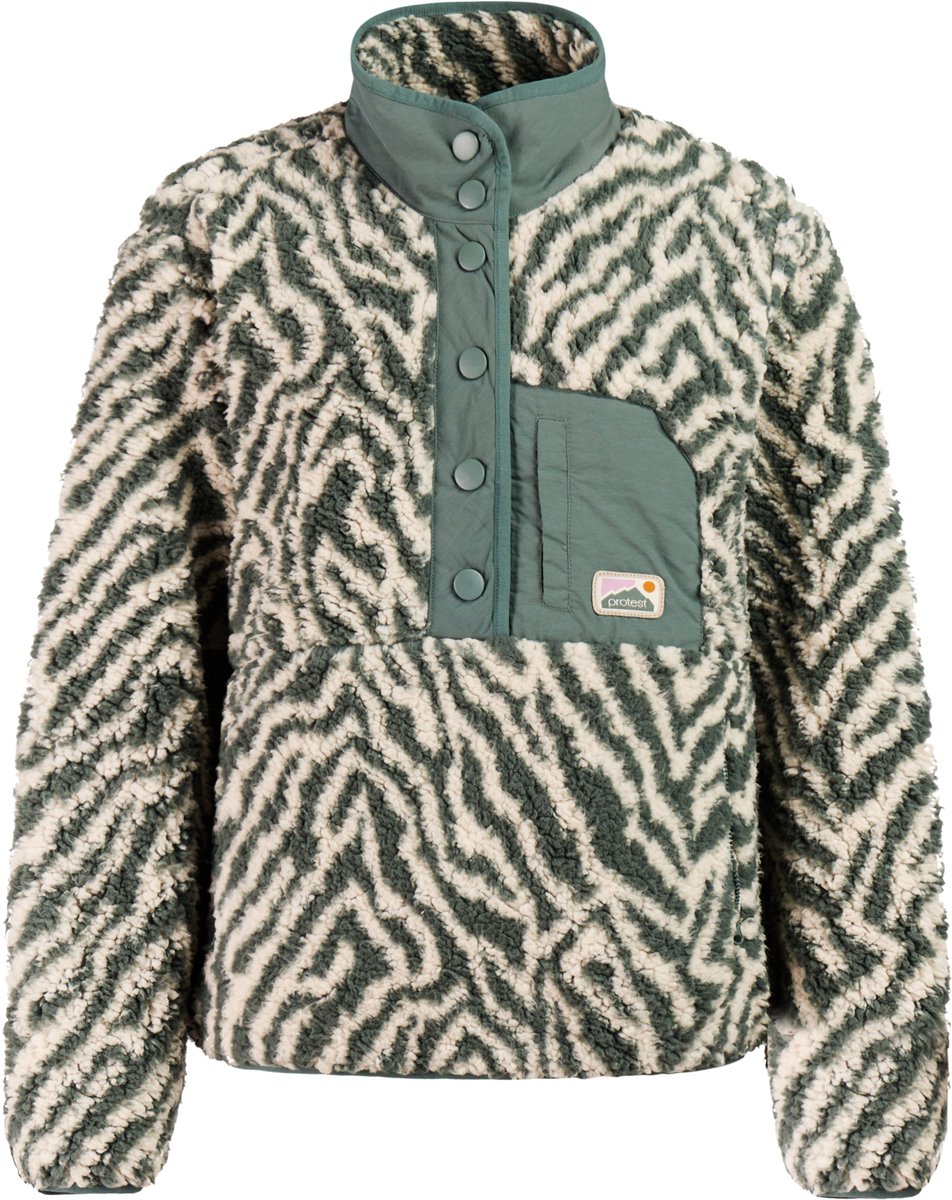 Protest PRTJosey Sweater Dames Trui Fleece 1/4 drukknopen Evergreen