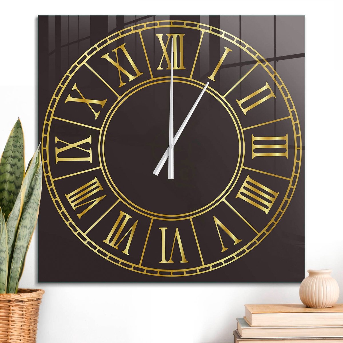 ArtPrintCave Zwart Glazen Klok - 60x60 cm - Wandklok Vierkant - Elegante Klok Unieke Klok - Geometrische Stille Wandklok - Witte Klokwijzers