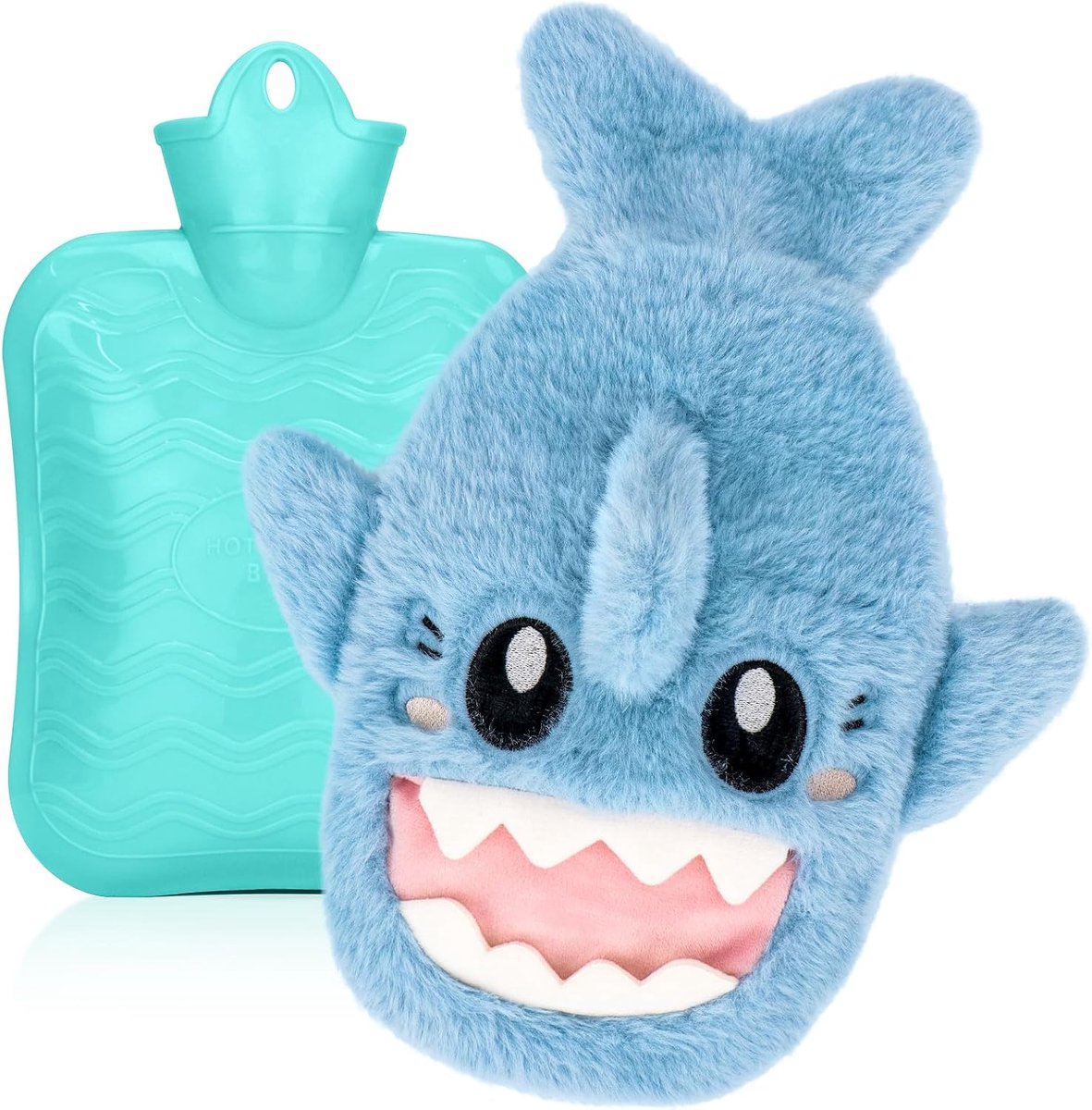 Warmwaterfles met deksel, 1L PVC warmwaterzak, grote warmwaterkruik voor nek, schouder, rugpijnverlichting en handvoetverwarmers, menstruatiekrampen, warm kompres en koude