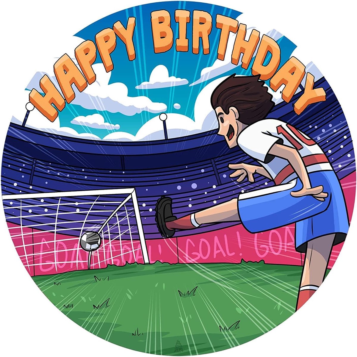 Taarttopper Verjaardag - Verjaardag Decoratie Voetbal - Taart - Taart Decoratie - Eetbare Papieren Fondant - Rond 20 cm - Taartdecoratie Eetbaar - Cake Birthday Decoration