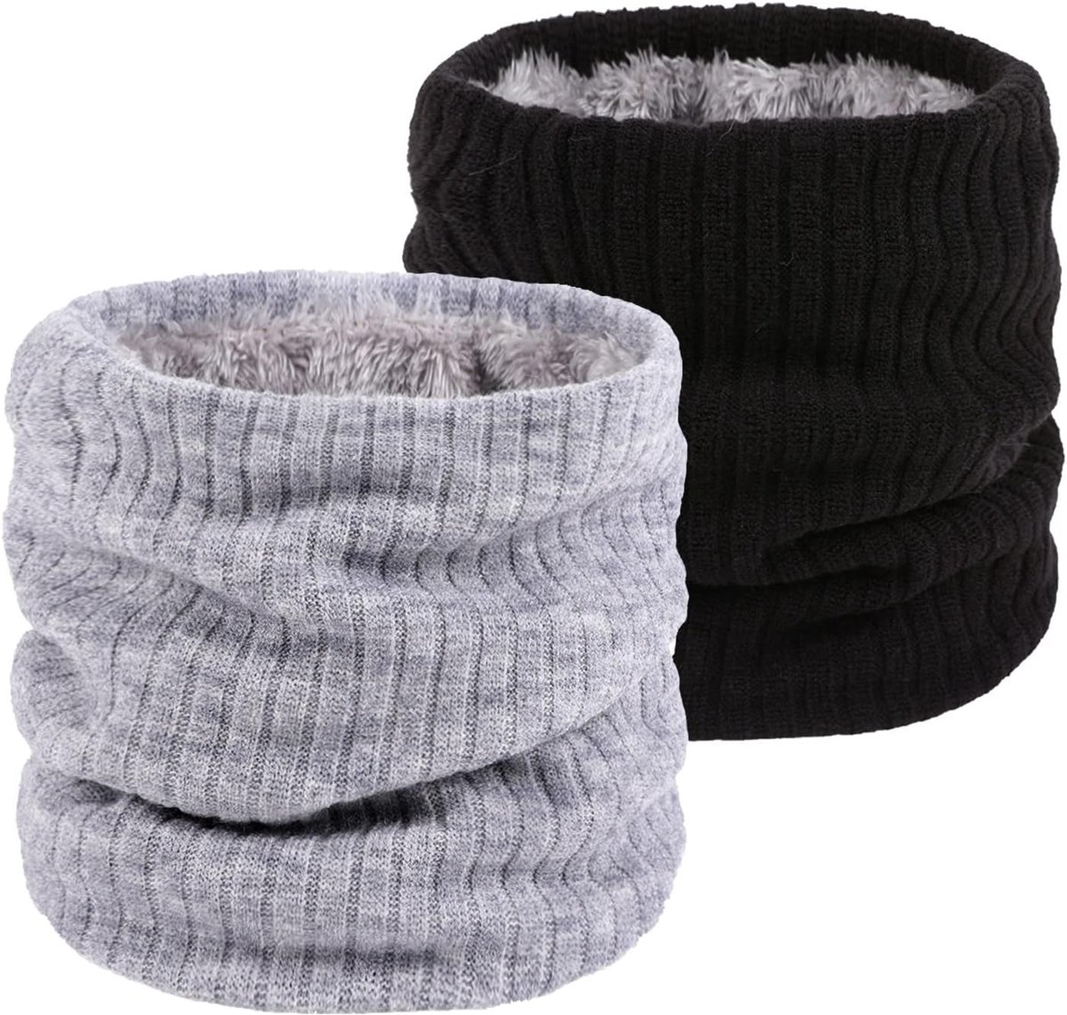 halswarmer voor heren, bivakmuts, motorfiets, halswarmer, winter, fleece, 2 stuks, zwart, M