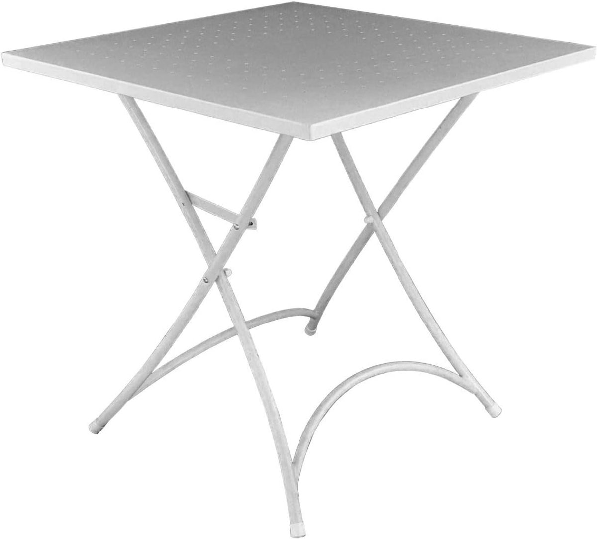 Maruccia Salontafel voor buiten, van ijzer, roestvrij, kleur wit, ivoor, inklapbare salontafel, 70 x 70 cm, voor thuis, bar, pizzerie