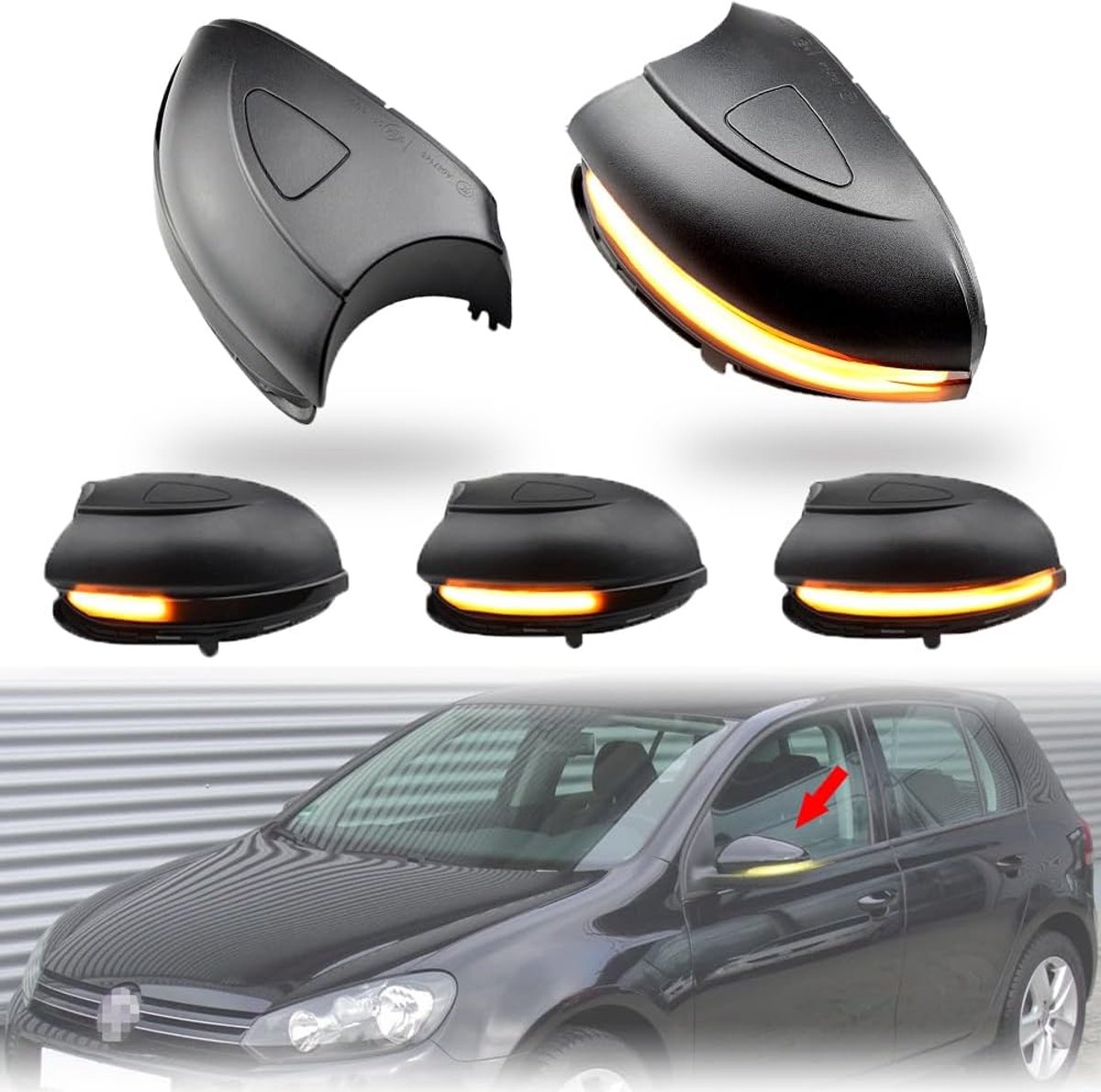 Knipperlicht Compatibel met VW Golf MK6 Compatibel met GTI 6 R line VI R20 led-knipperlicht GTD zijspiegel Compatibel met VW-zonder boren